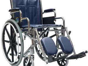 Silla de Ruedas con Brazos y Elevapiernas Desmontables Tapicería Azul