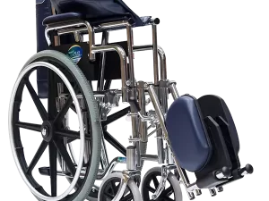 Silla de Ruedas con Brazos y Elevapiernas Desmontables Tapicería Azul