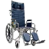 Silla de Ruedas Reclinable con Brazos y Elevapiernas Desmontables Tapicería Azul