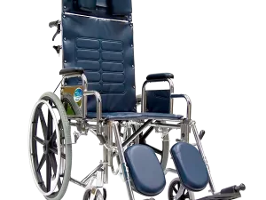 Silla de Ruedas Reclinable con Brazos y Elevapiernas Desmontables Tapicería Azul