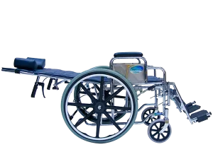 Silla de Ruedas Reclinable con Brazos y Elevapiernas Desmontables Tapicería Azul