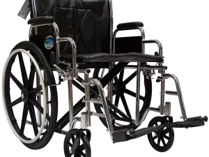 Silla de Ruedas con Brazos y Descansapies Desmontables Extra-Ancha 20 Pulgadas