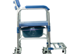 Silla Cómodo Ducha de Aluminio con Reposapiés Integrado, Color Azul