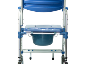 Silla Cómodo Ducha de Aluminio con Reposapiés Integrado, Color Azul