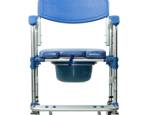 Silla Cómodo Ducha de Aluminio con Reposapiés Integrado, Color Azul