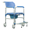 Silla Cómodo Ducha de Aluminio con Reposapiés Integrado, Color Azul